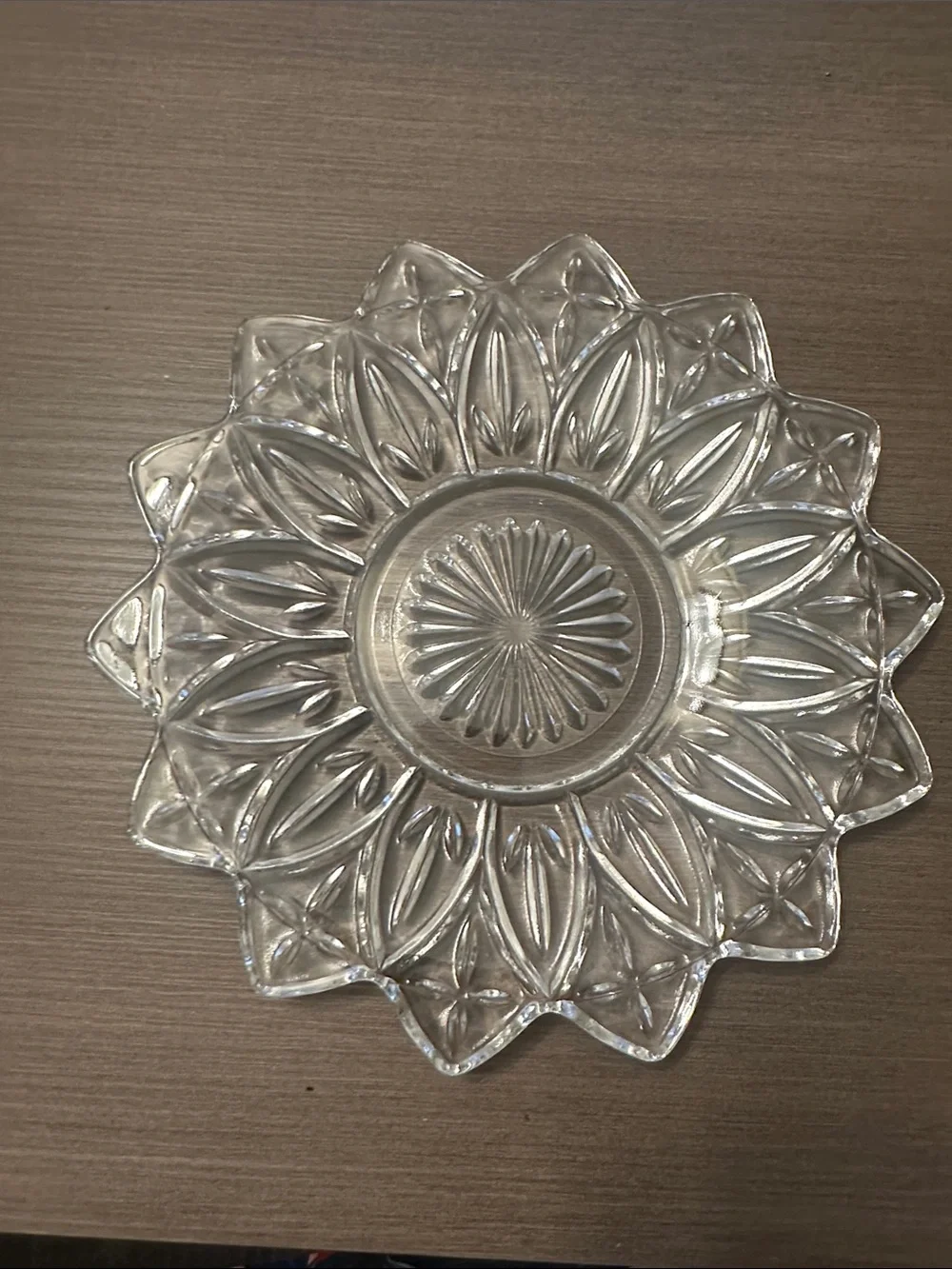 Clear Pressed Glass Floral Serving Plate